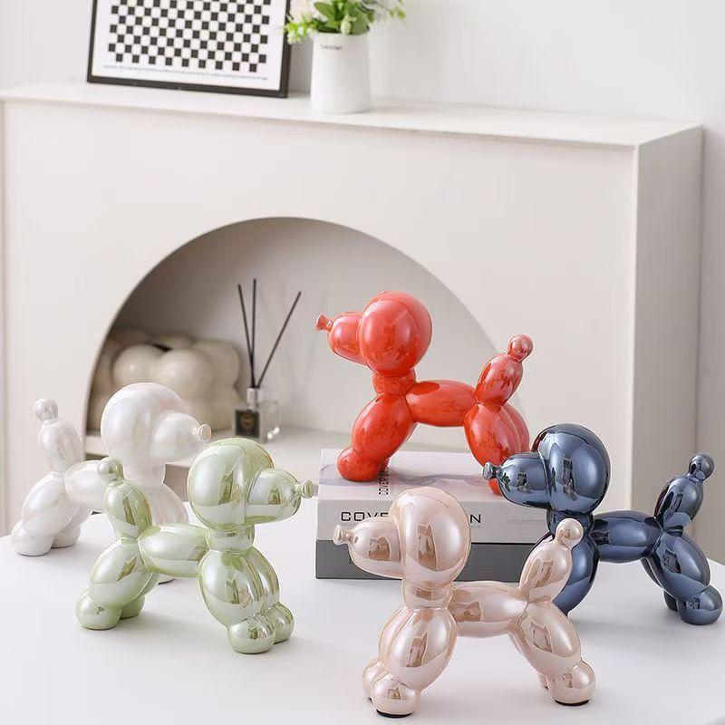 12.5cm Mini Ceramic Poodle Abstract Ornament Creative Sculpture Study Room Statue Home Office Accessories Festival Decoration