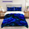 Blue Rose Pattern Bedding Quilt Set Quilt Cover Pillowcase Home Decoration Birthday Gift (1 * Duvet Cover + 2 * Pillowcase, Without Core)
