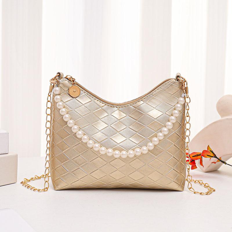 

Новая летняя сумка-мессенджер под мышкой для поездок на работу, женская модная сумка на плечо с жемчужной цепочкой, сумка-мессенджер, одна штука золотой