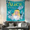 Alice Wonderland Tea Wall Hanging Printed Fabric Blanket Decorative Tapestries for Bedroom Living Room Home Decor