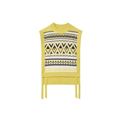 Emerald Striped Casual Knit Sleeveless Sweater Women Sweater F11W414401FZA