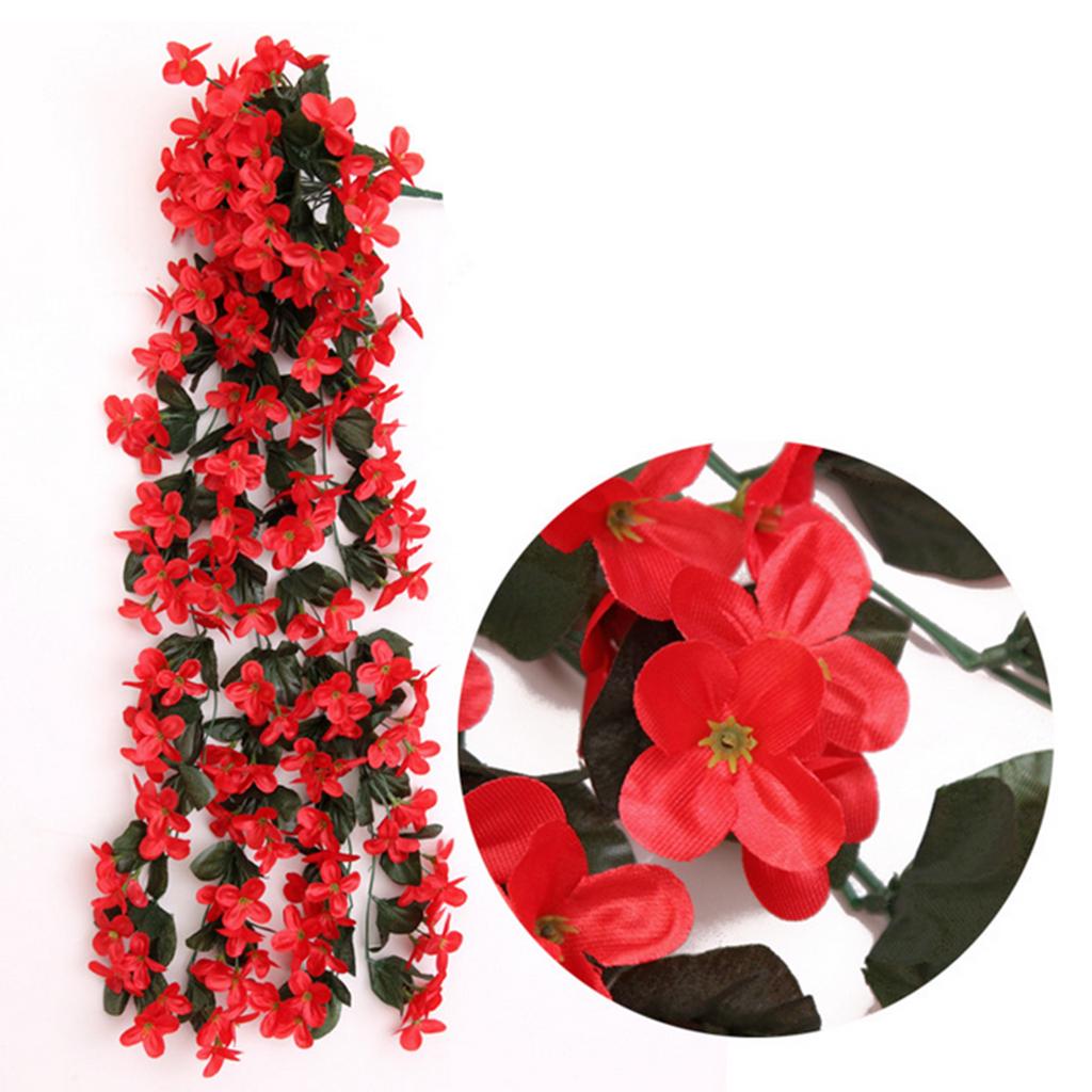 Ghirlanda Di Rose Artificiali In Seta 2,5 M - Foglie Di Edera - Decorazione Matrimonio Casa - Rosso