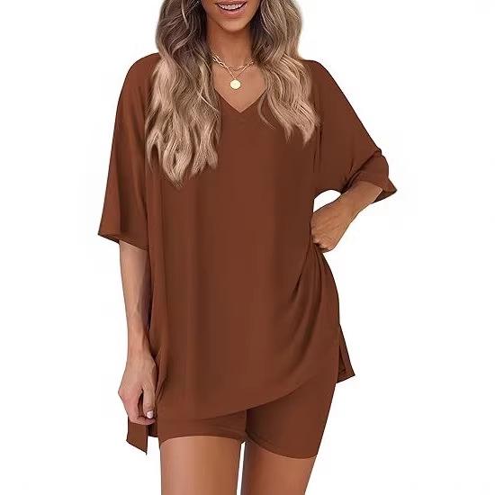 Women's Casual V-neck T-shirt & Shorts Homewear Set, 2026 Collection: Comfortable and Stylish 