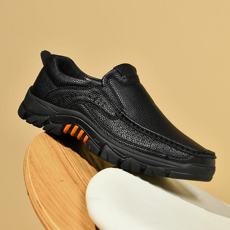 Men's shoes spring and autumn high-end men's leather shoes business one-pedal non-slip soft sole