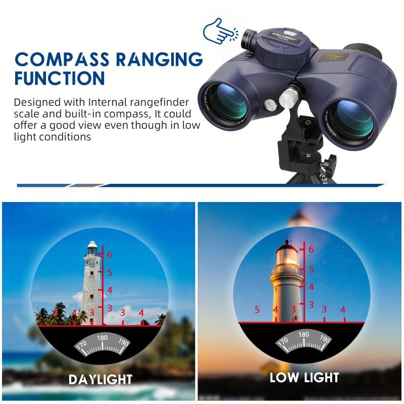 10x50 Ocean Binoculars For Adults, Binoculars With Rangefinder Compass, BAK4 Prism, FMC Lens, Rangefinder Binoculars