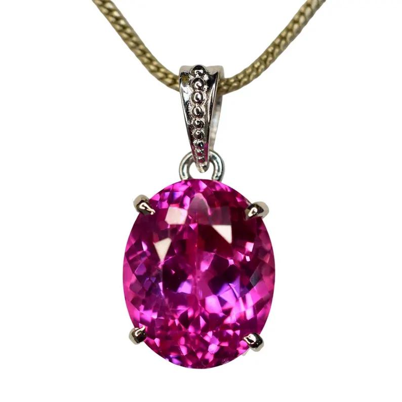 

Natural Purple Sapphire 30ct Oval Cut 925 Sterling Silver Pendant Certified 15.1 mm Approx. фіолетовий