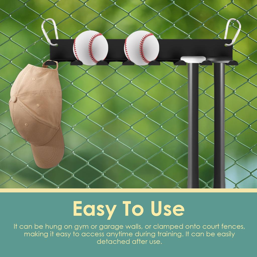 Wall Mount Baseball Bat Rack Hold 14 Bats Home Sports Equipment Organizer Hanger Barbells Holder Hooks for Hangs Bats,Gloves
