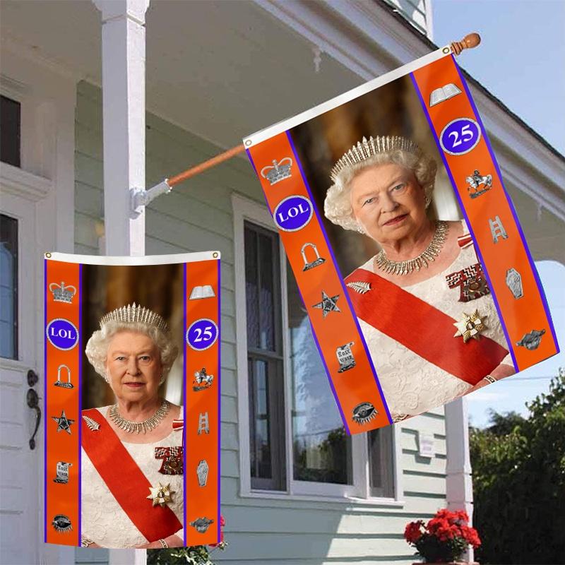 Premium Queen Elizabeth II Platinjubiläum Flaggenbanner Elegante Trauerdekoration für Zuhause und Garten