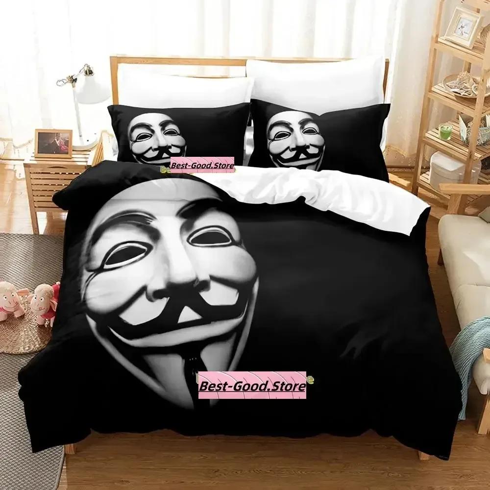 New Personality Technology Anonymous Bedding Set Single Twin Full Queen King Size Bed Set Adult Kid Bedroom Duvetcover Sets