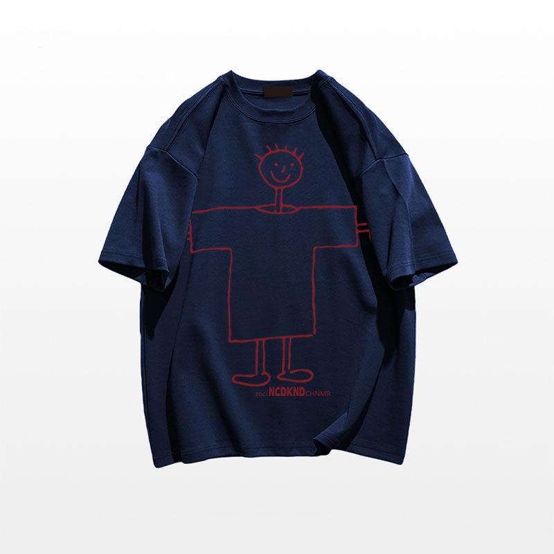 Unisex Retro Cotton Loose Fit Short Sleeve T-Shirt in Plus Sizes