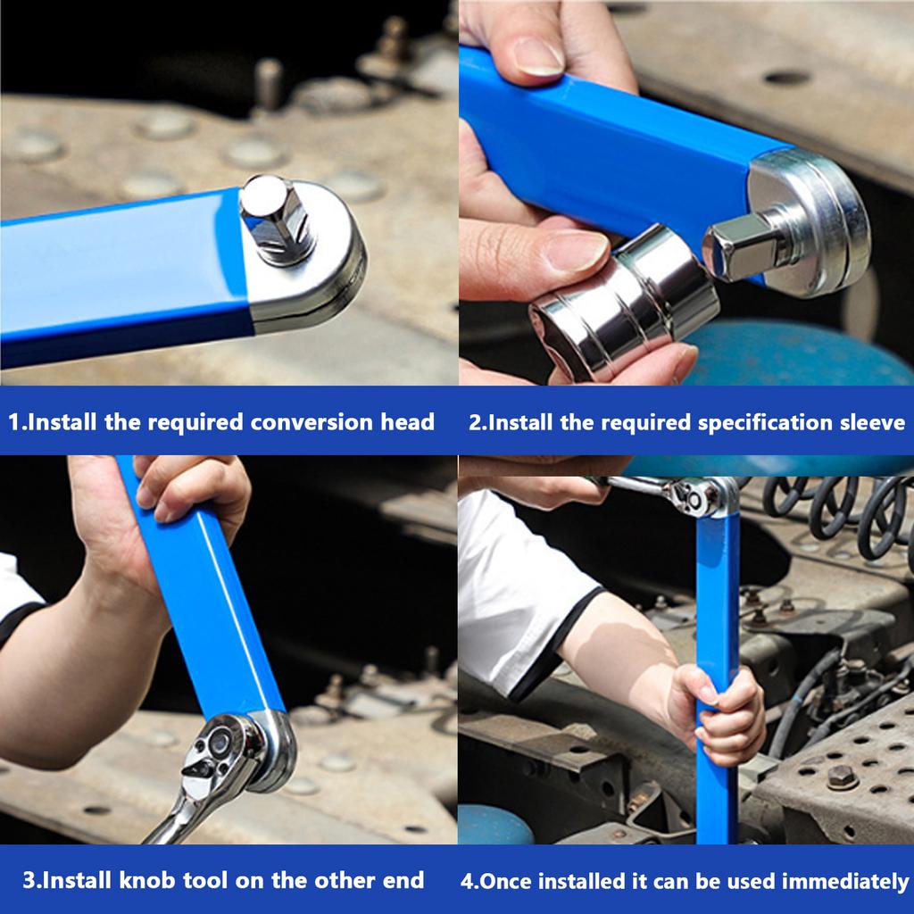 15-inch Extension Wrench 3/8" Offset Impact-Ready Socket Wrench Tool Versatile Square Drive Adapters Extension Ratchet Wrench