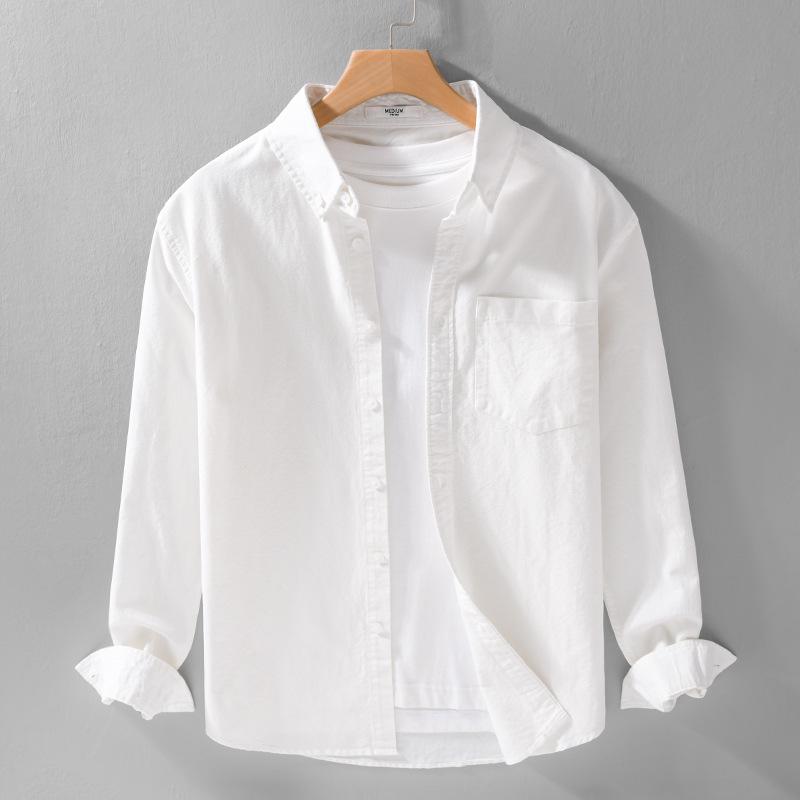 

Мужская универсальная рубашка с длинным рукавом - Свободная, удобная и дышащая для весенней повседневной носки. 3XL белый