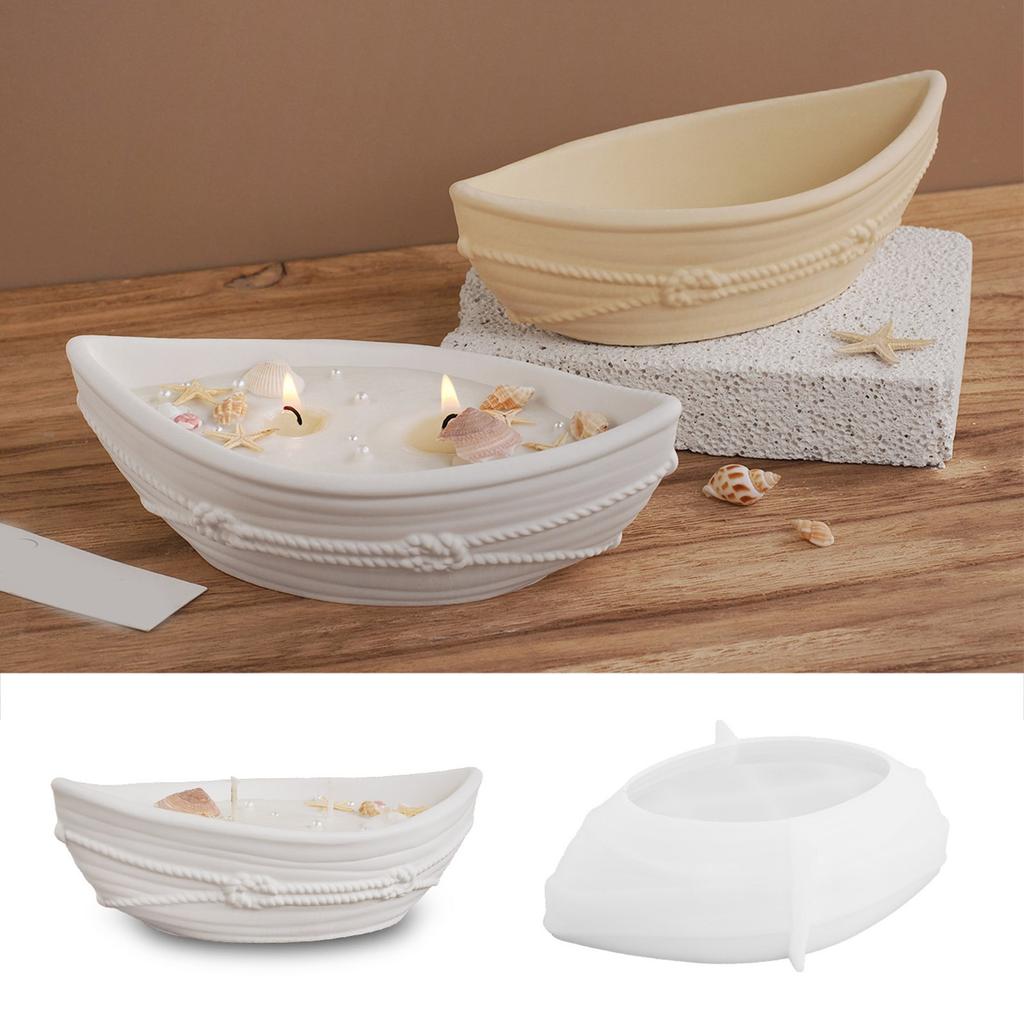 Silicone Mold Crafting Rope Candle Holders Moulds Canoe Shape Storage Bowls Moulds Suitable for Home Decors Enthusiasts