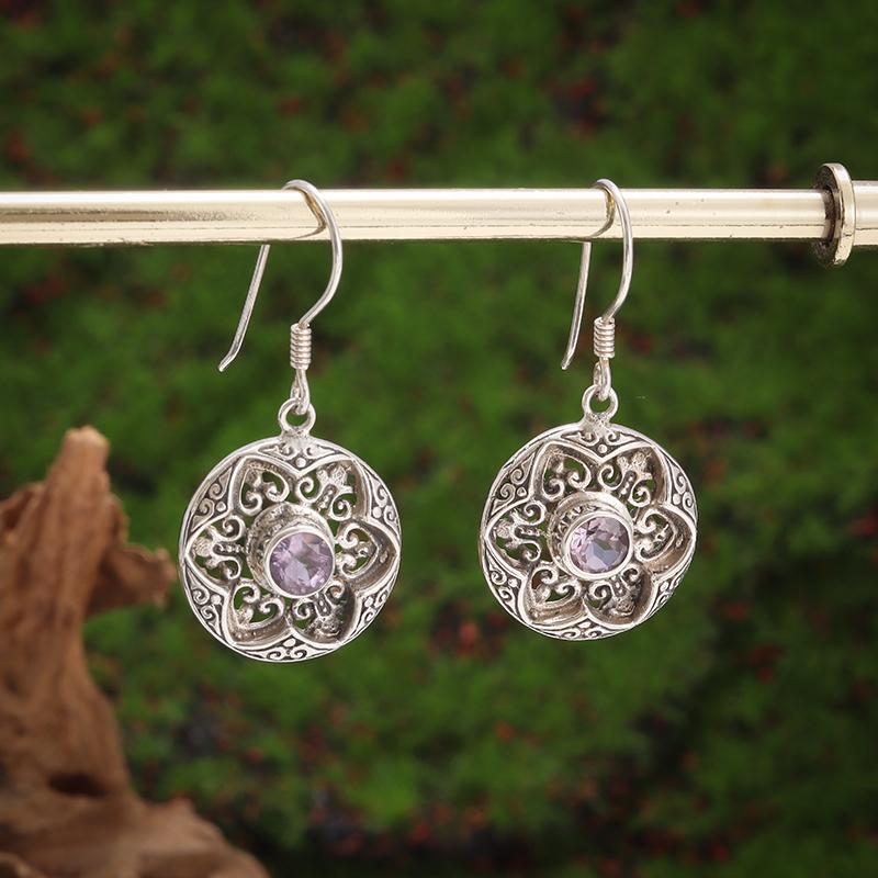 Retro Ethnic Style Purple Zircon Pendant Women s Earrings Fashionable Elegant Versatile Accessories Gift