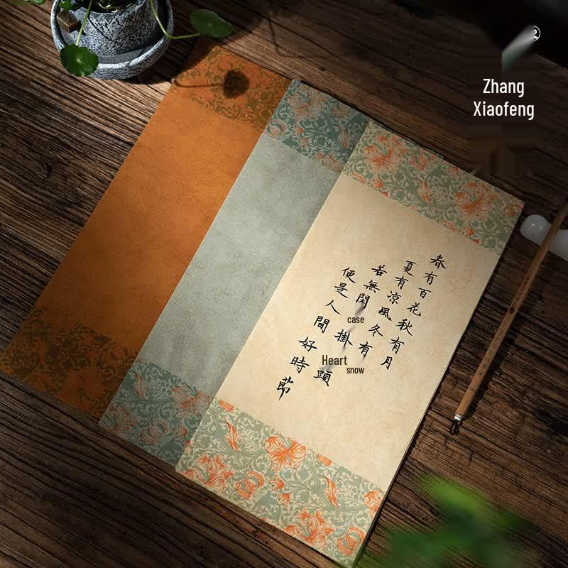 Zhang Xiaofeng Wax-Dyed Floral Xuan Calligraphy Letter Paper