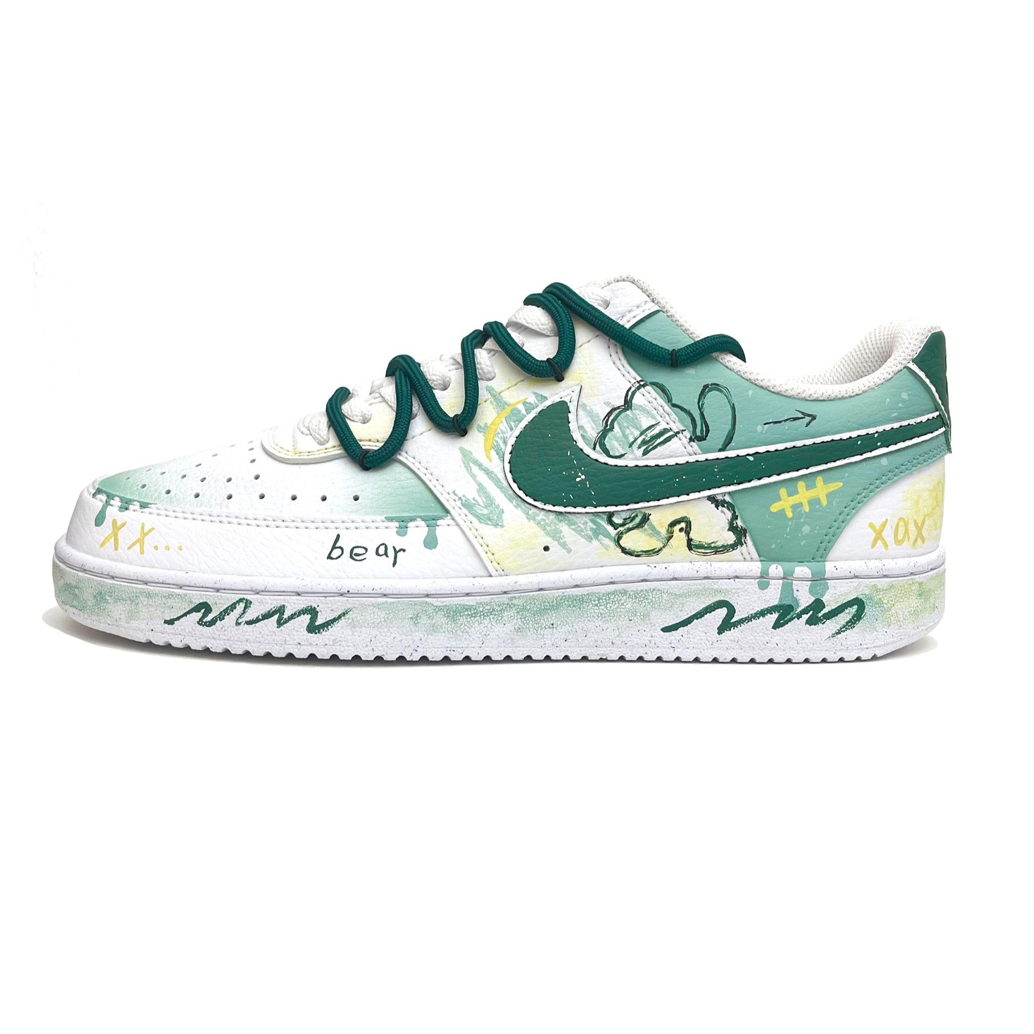 

Nike Court Vision 1 Bear Daydream Breathable Height Increasing Low top Versatile Women s Green Yellow CD5434-100(Team61-) 37.5