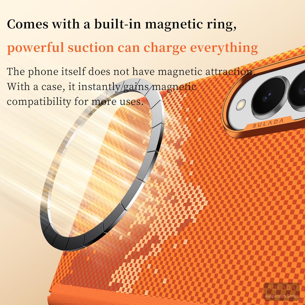 Luxury Business Magnetic Textured Skin-Feel Case for Samsung Z Fold 8 Wide Shockproof for Magsafe Metal Lens Protector Cover