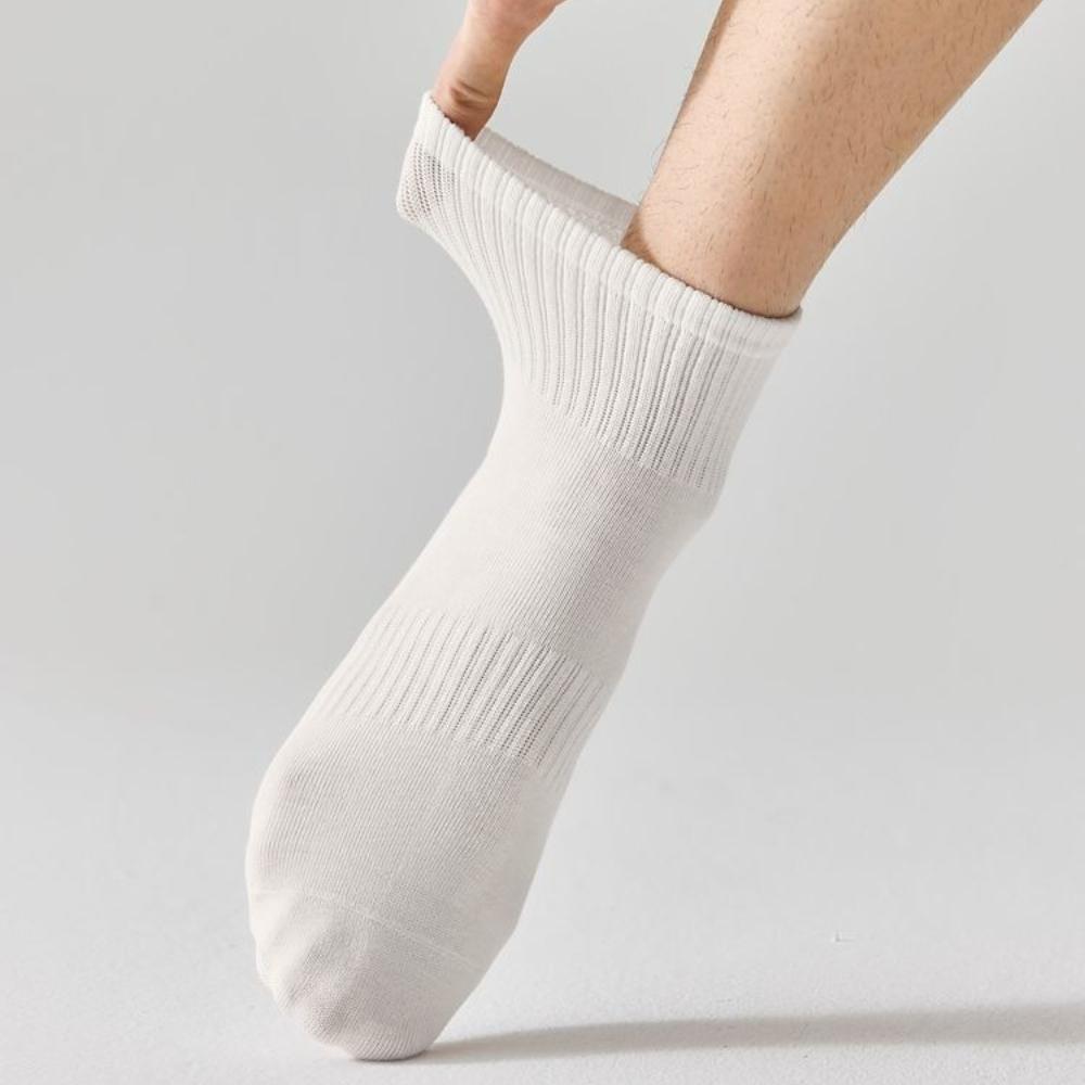 5 Pairs of 100% Cotton Socks for Men and Women, Thin Mid-calf Socks for Summer, Sweat-absorbent and Odor-resistant Pure Cotton Men's Socks