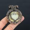 Natural Mother Of Pearl Gemstone Handmade Copper Wire Wrap Pendant 2.56" P3q21
