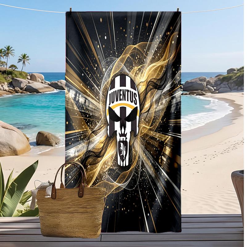 Juventus FC Printed Beach Towel Quick Dry Soft TowelPortable Large Rectangular Beach Blanket for Travel Swimming Pool