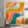 Abstract Waves Shower Curtain Watercolor Print Design for Bathroom Decor In Orange, Green, Pink, Yellow White Colors Buy On AliE