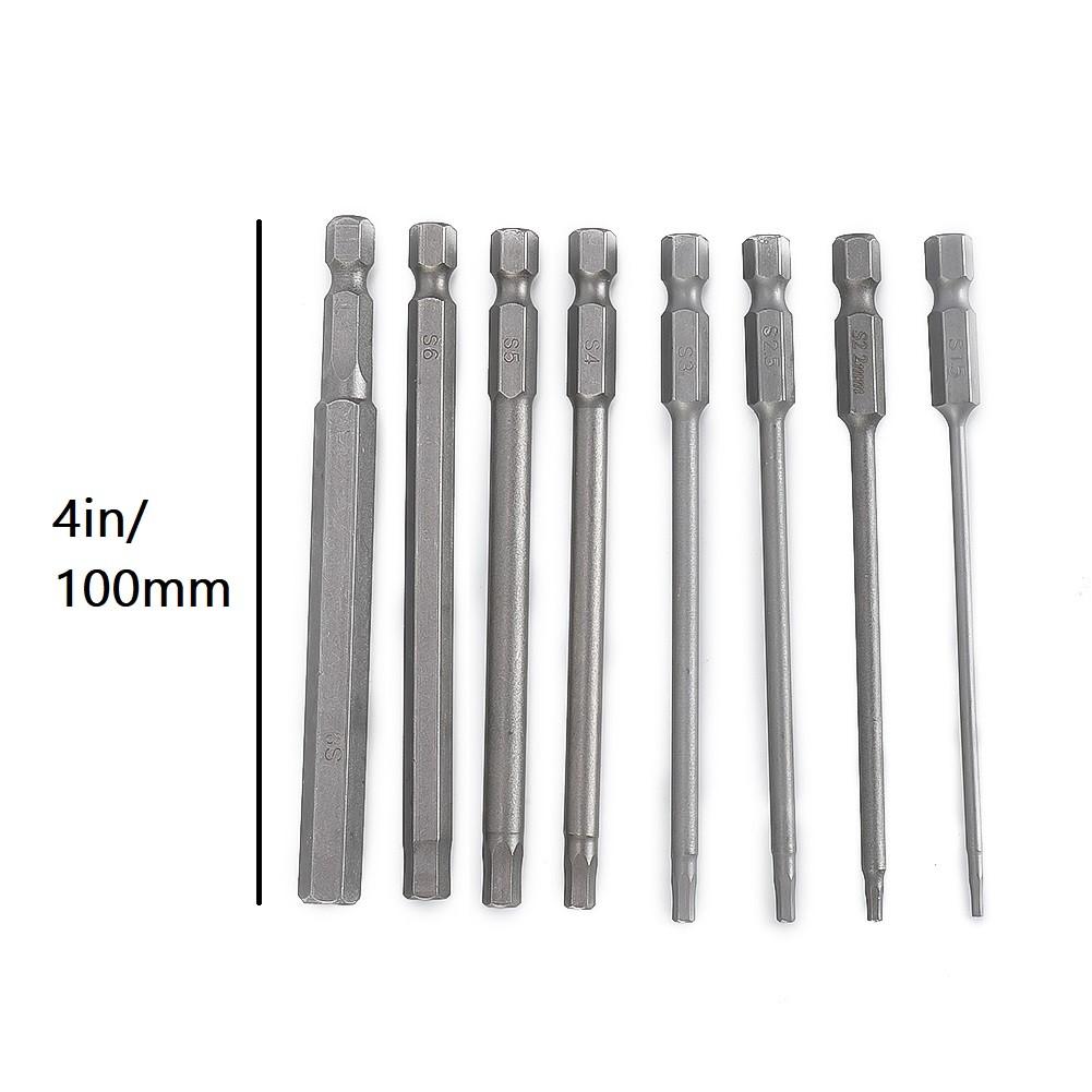 Lega di acciaio 8 pezzi X punte a testa esagonale magnetiche 1,5 mm, 2 mm, 2,5 mm, 3 mm, 4 mm, 5 mm, 6 mm, 8 mm