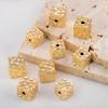 Gold Color Plated Copper Cube Spacers Bead for Jewelry Beads Separator Loose Charm Bead DIY Bracelet Necklace Making Accessories