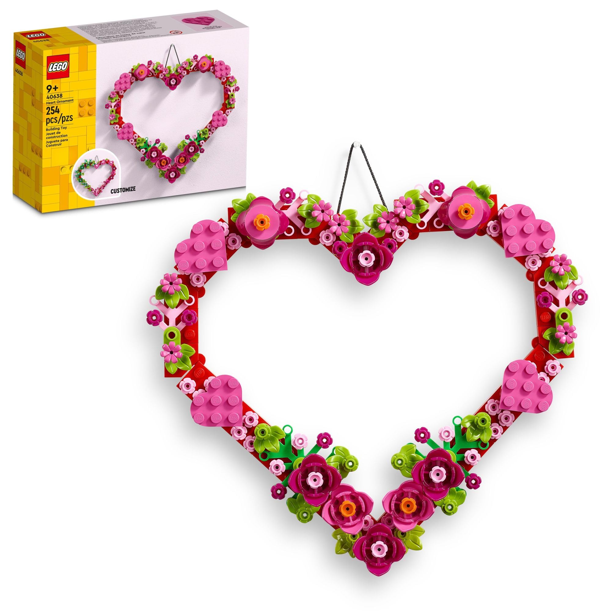 

LEGO Heart Ornament Building Toy Kit, Artificial Flower Heart Arrangement, Arts & Crafts for Kids Ages 9 and Up, 40638
