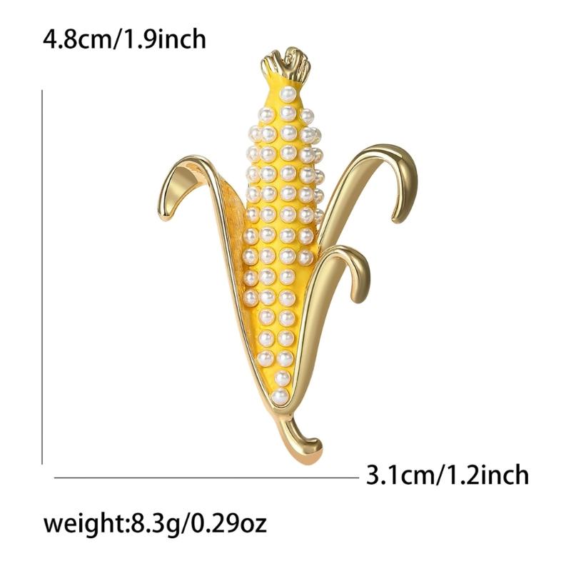 Vintage špendlík inspirovaný kukuřicí zdobený třpytivými imitacemi diamantů a perlami, dodávající eleganci jakémukoli oblečení. Dárek.