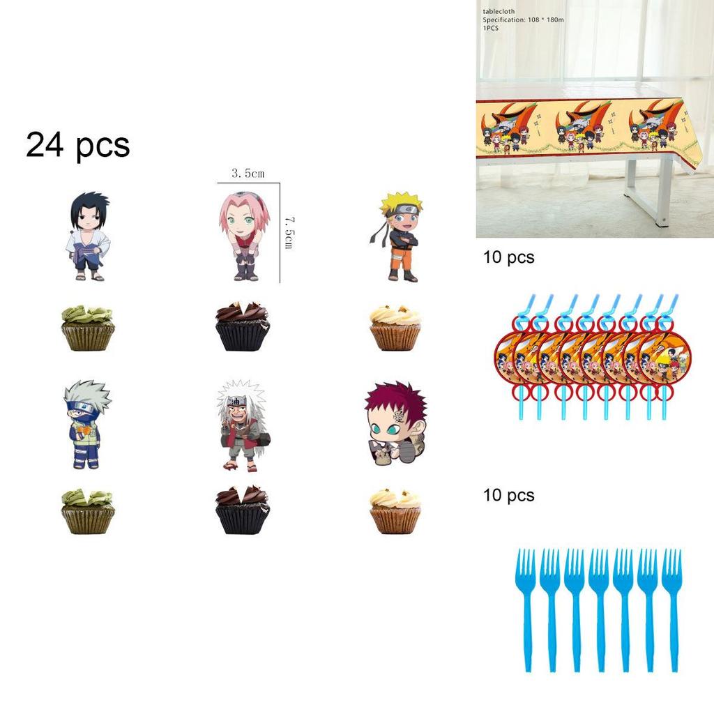 Lebhafte Naruto Ninja Themen Geburtstagsfeier Dekorationen einschließlich Banner und Kuchenaufsätze
