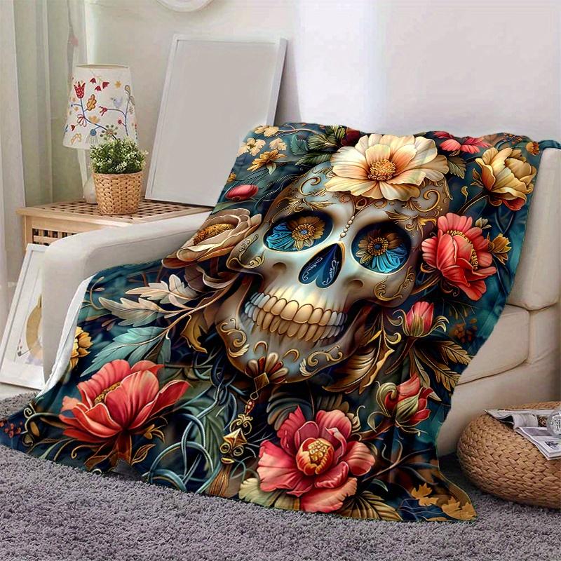 1pc Day of the Dead Design Blanket Soft & Cozy, Perfect Gift for Any Occasion,Living Room, Travel, Camping, Car Blankets