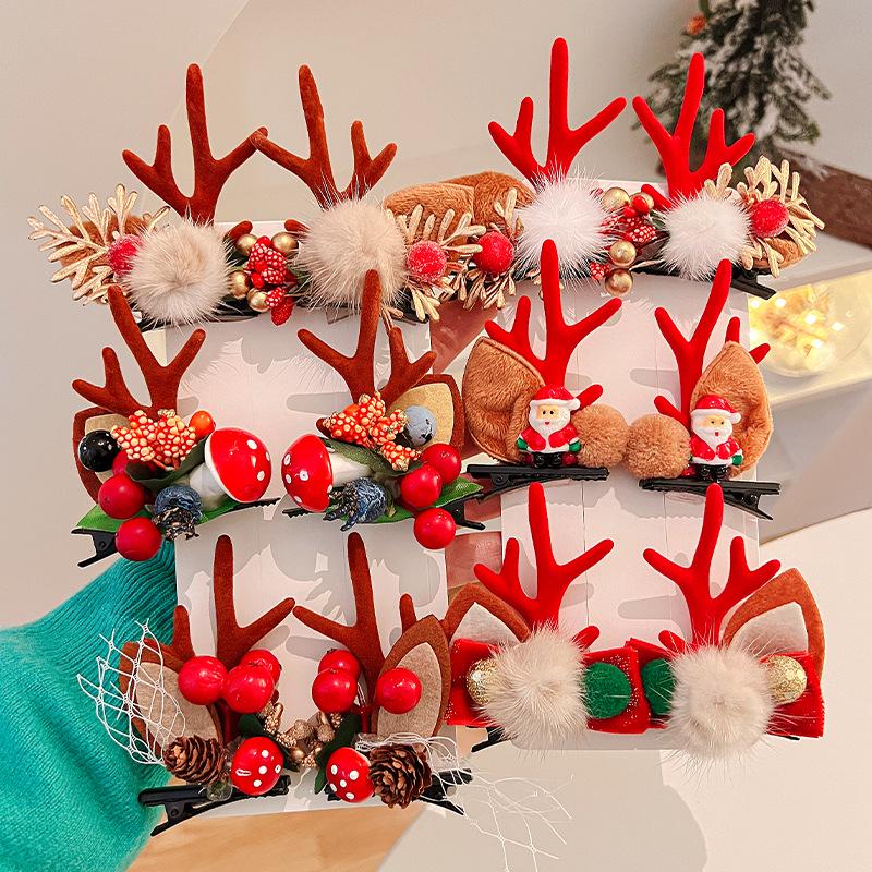 Mori Style Reindeer Antler Ears Christmas Hair Clip - Cute Kids' Hairpin Accessory