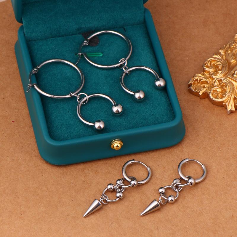 Aesthetic Stainless Steel U-Shaped Horseshoe Hoop Earrings Y2K Nore Clip Charms Drop Earrings Punk Gothic Jewelry