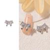 1pc Sliver French Chic Nail Charms Zircon Bows Figure Nail Parts DIY Elegant Nail Art Decoration for Manicure Nail Accessories