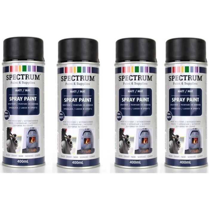 Lot of 4 High Temperature Paints Matt Black Aerosol 800°C Car Motorcycle Wood Stove