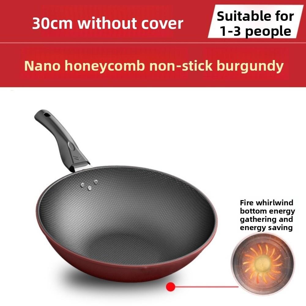 

30/32/34cm Cast Iron Wok Pan Easy to Clean Honeycomb Stir Fry Wok Cooking Tools Multi-functional Non Stick Frying Pan