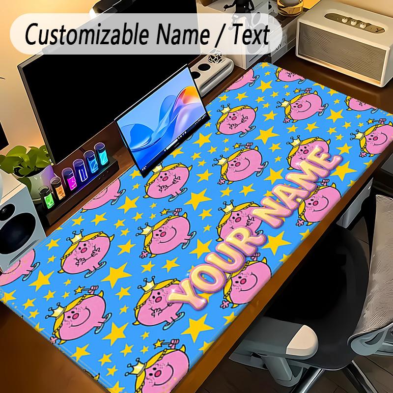 Large Mouse PadMr. Men & Little Miss Custom Name Text Personalized Desk Mat Non Slip Gaming Pad