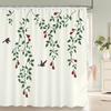 Nordic Minimalist Art Printing Shower Curtain, Waterproof Fabric Flower And Leaf Bird Pattern Bathroom Curtain For Bathtub Decor