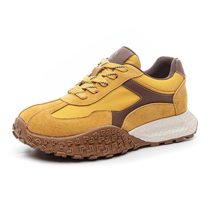 Dad Shoes Frühling und Herbst Neue dicke Sohle Kleine Forrest Gump Schuhe Sportschuhe Leder Atmungsaktiv Freizeitsschuhe