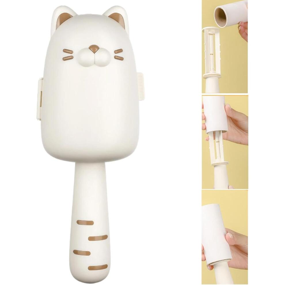 Pet hair remover roller, adhesive roller for pet hair, fun cat design, replaceable and wallmounted