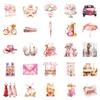 50 No Repeat Pink Retro Paris Items Waterproof Stickers DIY Mobile Case Skateboard Creative Manual Account