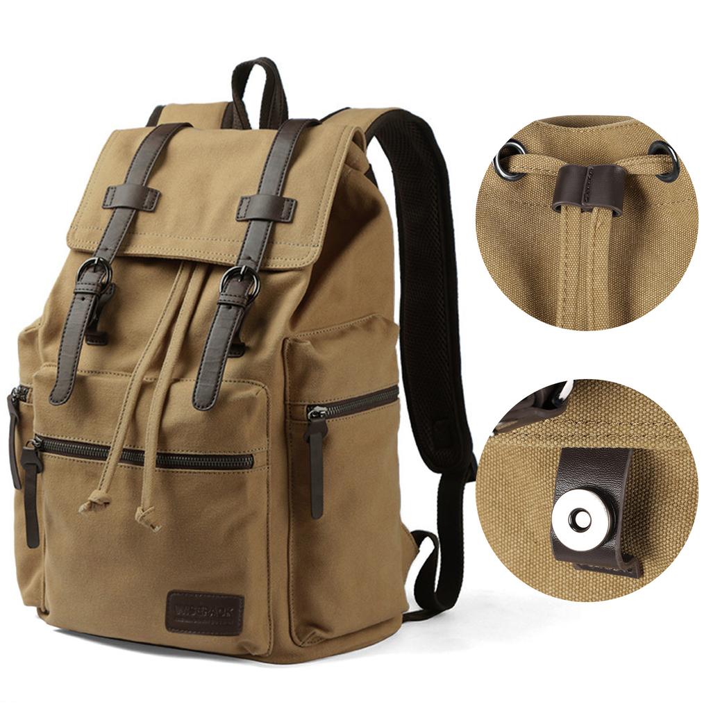 Large Vintage Canvas Backpack,14 Inch Work Laptop Bags College Shoulder Bag, Hiking Travel Backpack for Men Schoolbag Bags