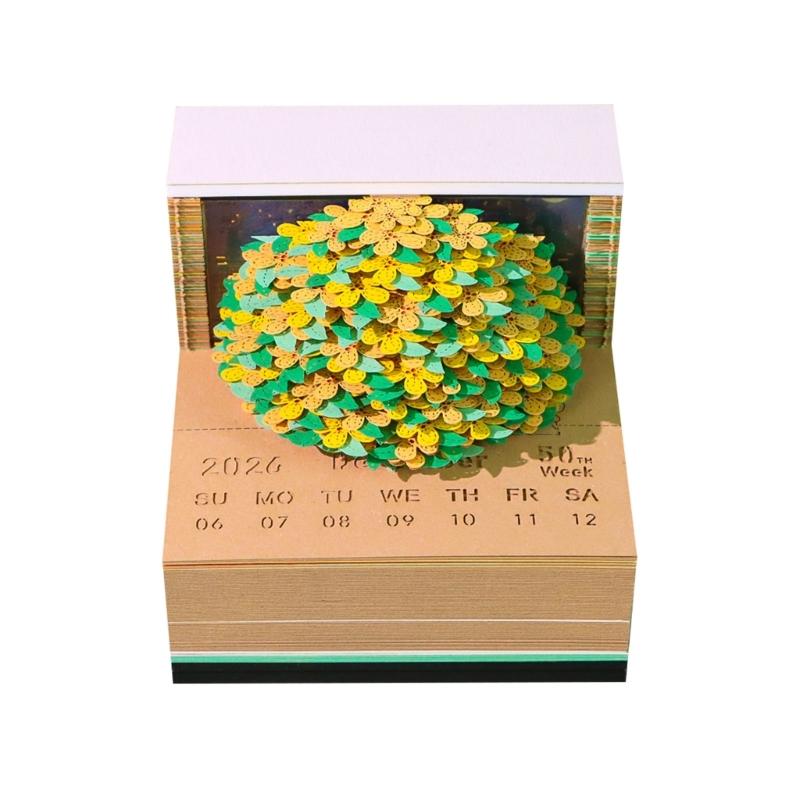 

Artistic 256 Page 3D Paper Carving Desk Planner Writing Sheets Featuring Blooming Floral Design 1