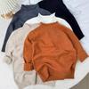 Teen Children's Pullover Semi-High Neck Casual Chic Knit Sweater for Toddlers Boys Girls Warm Wool Blended Top Daily Basic Wear
