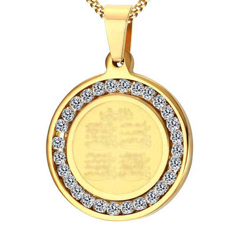 Men's Gold & Silver Stainless Steel Pendant with Cubic Zirconia - PN-627