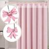 12PCS Set Durable Pink Bow Knot Hooks Resin Shower Rings Art Decors Pink Bathroom Decor  Bathroom