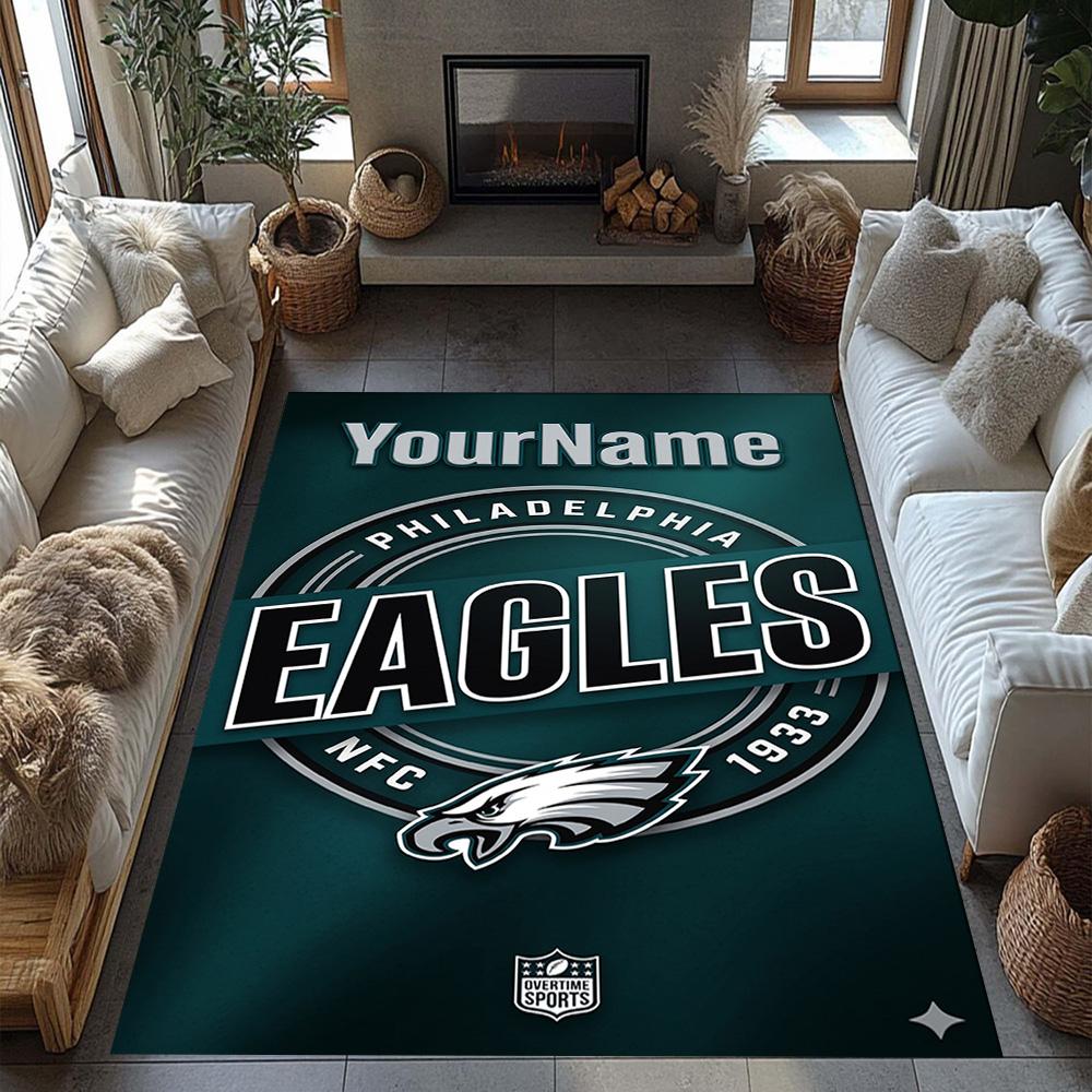 Philadelphia Eagles Customizable Name Area Rug Perfect For Outdoor Living Rooms Study Room Hallway Antislip Rug Decorate Offices
