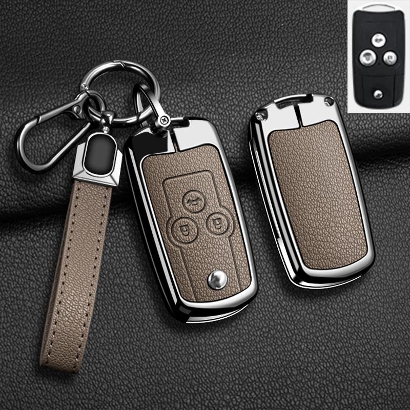 Pouzdro na klíč s překlopným krytem pro Honda Civic Fit Accord CRV HRV Jazz Odyssey pro Acura TL TSX ZDX RSX CRZ Zinková slitina Kožený přívěsek na klíče