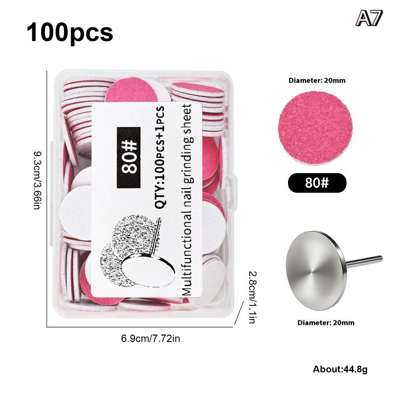 Nail Art Sanding Polish Paper Discs With Metal Nail Bearing Replaceable Self-Adhesive Sandpaper Discs Repair Manicure Pedicure