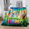 Bluey's Soccer Celebration Personalized Text Blanket Cozy Customizable Blanket Warmthful Decor Great for Sofa Office Chair Bed Picnics